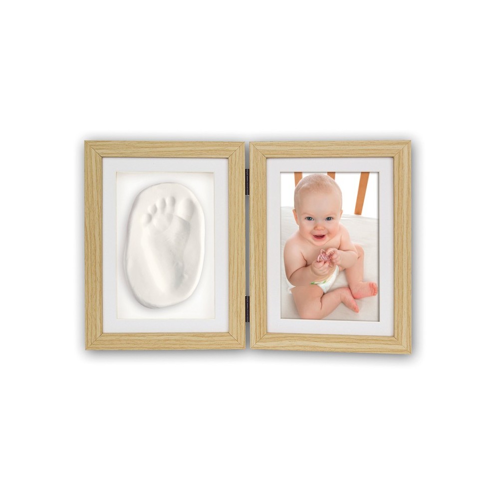 Huella y huella de la mano del bebé, marco de madera para bebés con yeso  fundido para la mano y el pie del bebé, marco de impresión para bebés,  regalo especial F